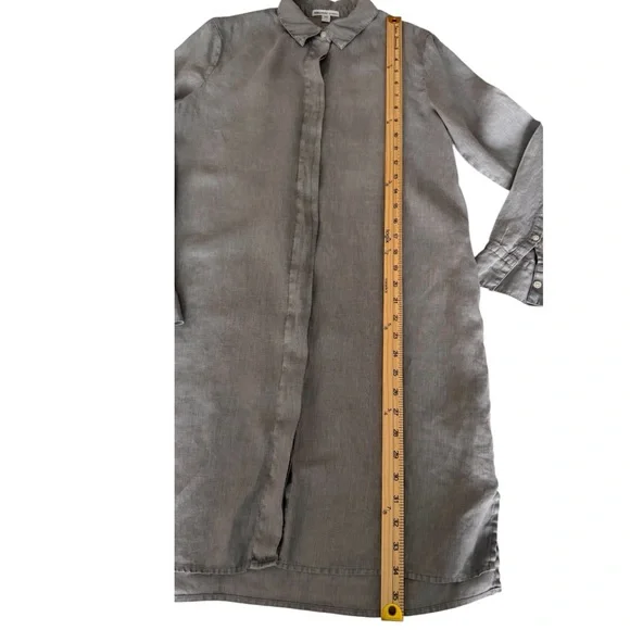 James Perse Linen Long Sleeves Button-Up Mini-Shirt Dress Sz 1 (S} - Picture 6 of 10